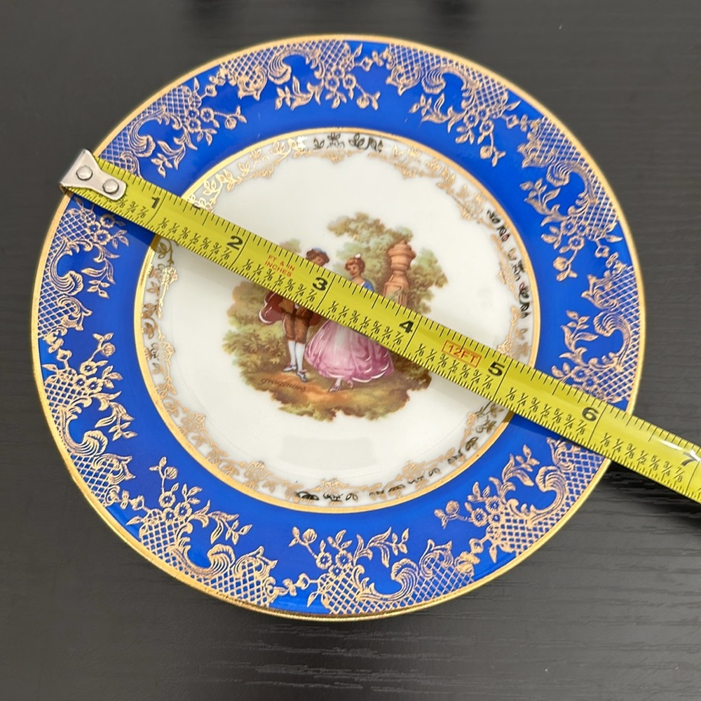 🌹 Limoges France Rehausse Main Porcelain 24k Gold Accent 6.25” Plate - Picture 13 of 14